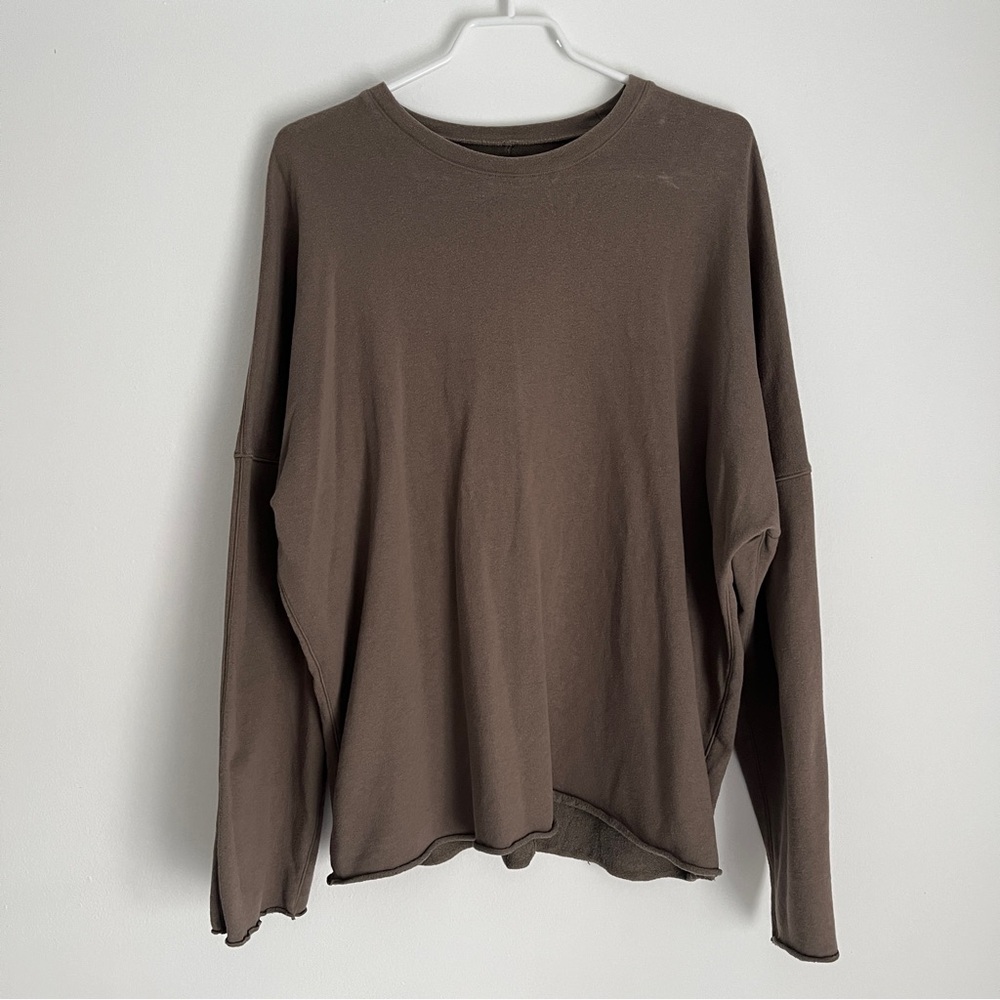 oak + fort - unisex brown green oversized sweatshirt